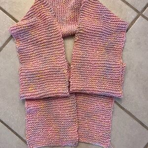 Pink and Yellow Knit Women's Scarf